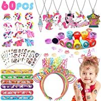 Los mejores  - vamei 60 Piezas Artículos de Fiesta Niño Unicornio Piñatas de Cumpleaños Diademas Unicornio Pulseras de Juguete Tatuajes…